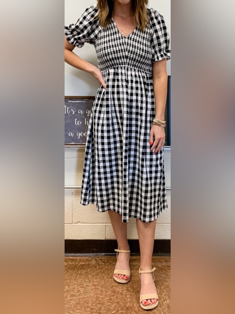 Med JODIFL Gingham Midi Dress NWOT